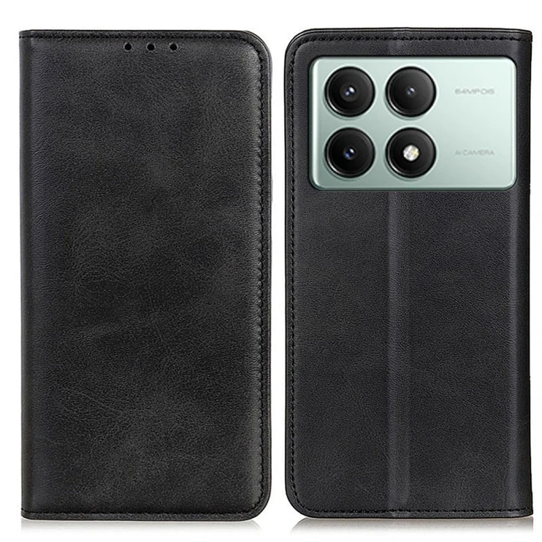 Flip case Smooth/plain leather for POCO X6 Black 2
