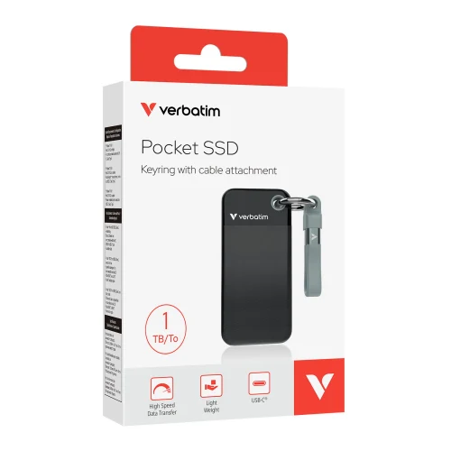 SSD portabil extern Verbatim Pocket, 1TB, Black / Gray