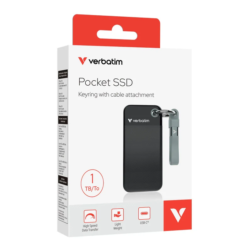 SSD portabil extern Verbatim Pocket, 1TB, Black / Gray 3