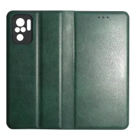 Flip case Smooth/plain leather for Xiaomi Redmi Note 10/10S/10 5G/10 Pro Dark Green 3
