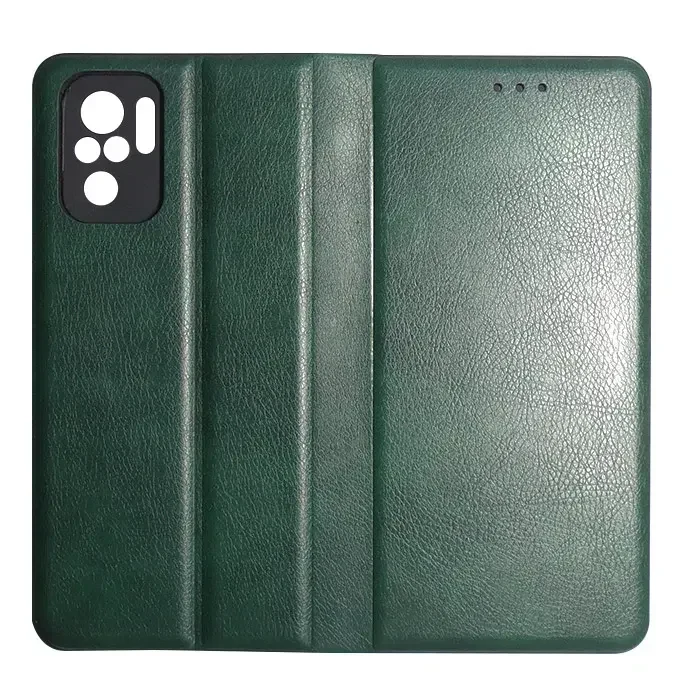 Flip case Smooth/plain leather for Xiaomi Redmi Note 10/10S/10 5G/10 Pro Dark Green 3