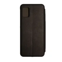 Flip case Smooth/plain leather for Samsung Galaxy A02/A02S/A03/A03S/A12/A22/A32/A52/A72 Black