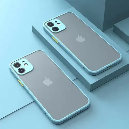 Shockproof armored matte case for iPhone 11/11 Pro/11 Pro Max/12/12 Pro/12 Pro Max Light Blue 2