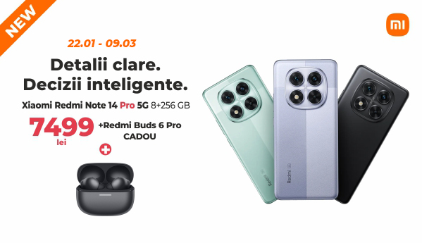 Xiaomi Redmi Note 14 Pro 5G + Redmi Buds 6 Pro CADOU!