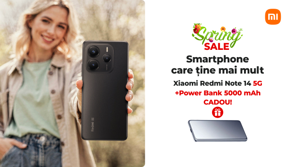 Spring SALE - Xiaomi Redmi Note 14 5G + Power Bank 5000 mAh CADOU!