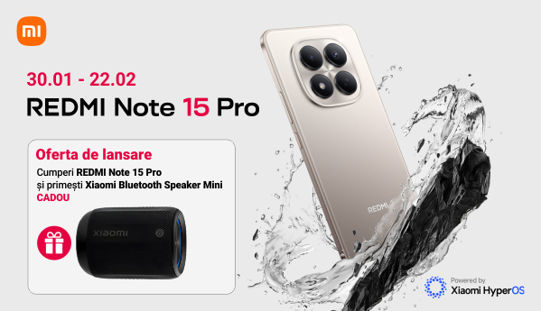 Xiaomi Redmi Note 15 Pro + boxă portabilă CADOU!
